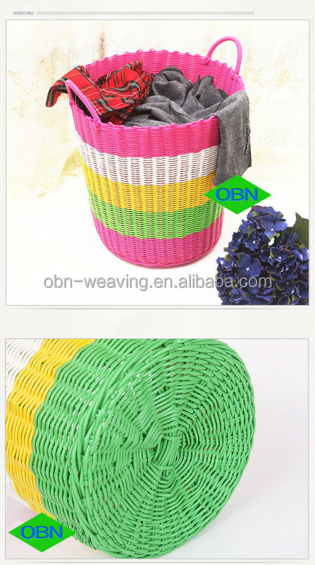 汚れた洗濯物のバスケット手織り安い色のプラスチック製の洗濯かご問屋・仕入れ・卸・卸売り