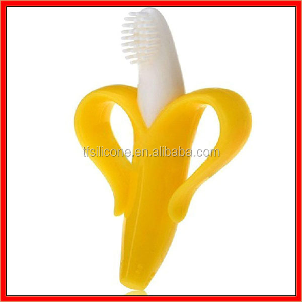 2014年teethers、 バナナの形のシリコン赤ちゃんの歯ブラシ、 子供シリコン歯ブラシ問屋・仕入れ・卸・卸売り