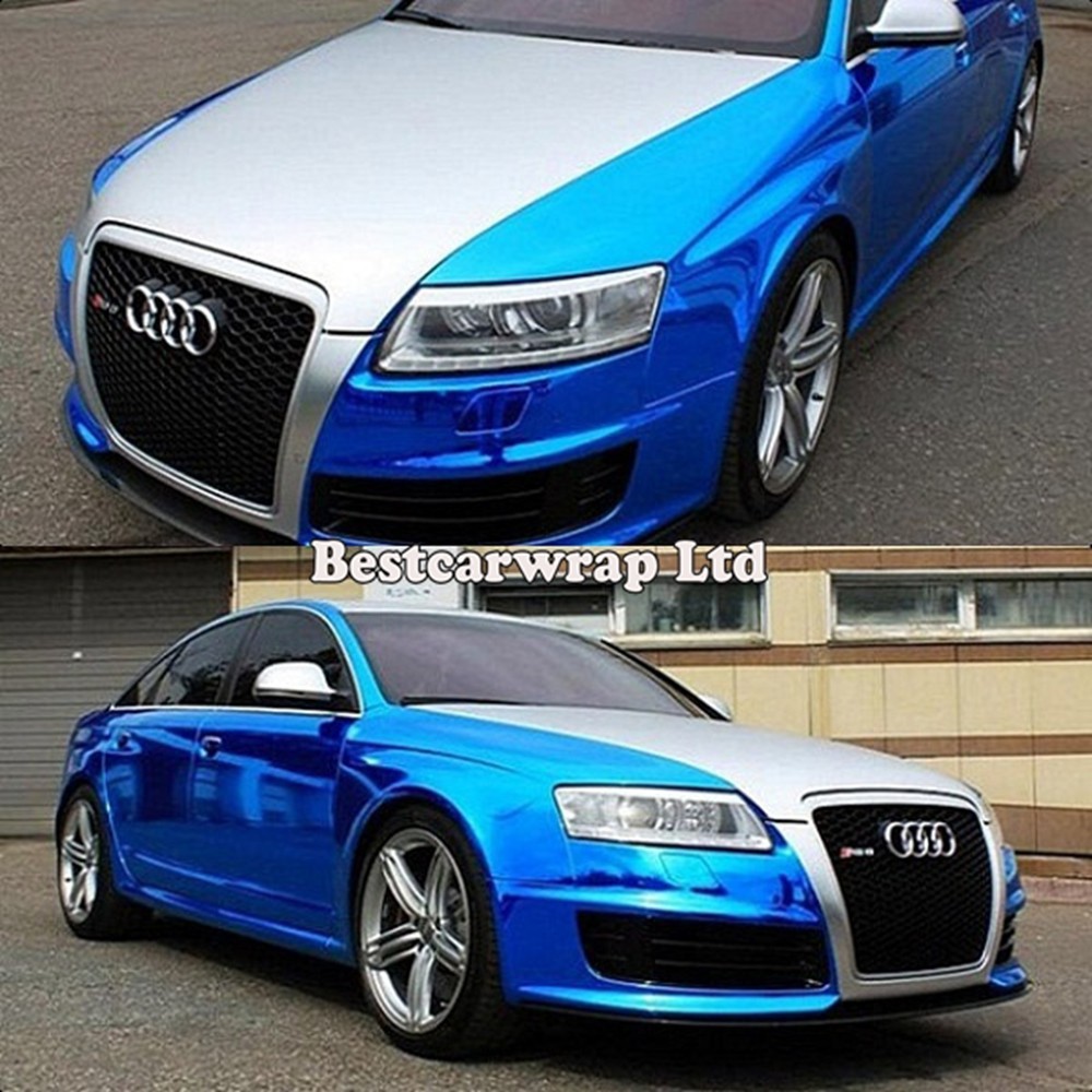 chrome mirror Blue Foil Car wrapping Chrom blue glossy Film Wrap Vinyl sticker 3m (3)