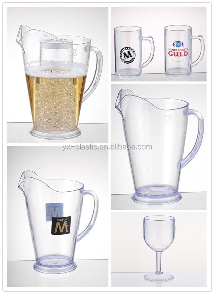 Plastic Ice Core Beer Pitcher With Handle Large Beer Mug Buy Plastic