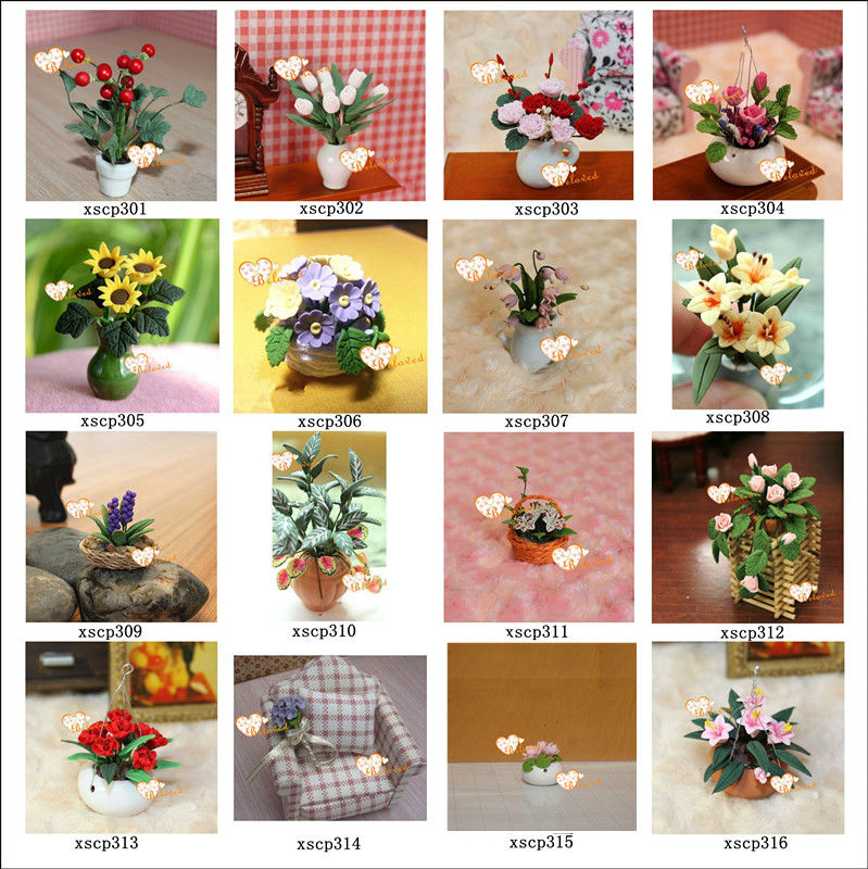 ハング植物1時12分ドールハウスミニチュアの手作りの粘土の花問屋・仕入れ・卸・卸売り