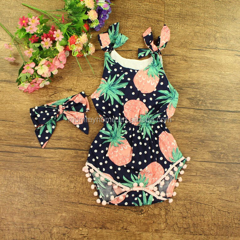 最新の新しいパイナップルデザイン新生児服pom pomロンパース赤ちゃん女の子M6082505仕入れ・メーカー・工場