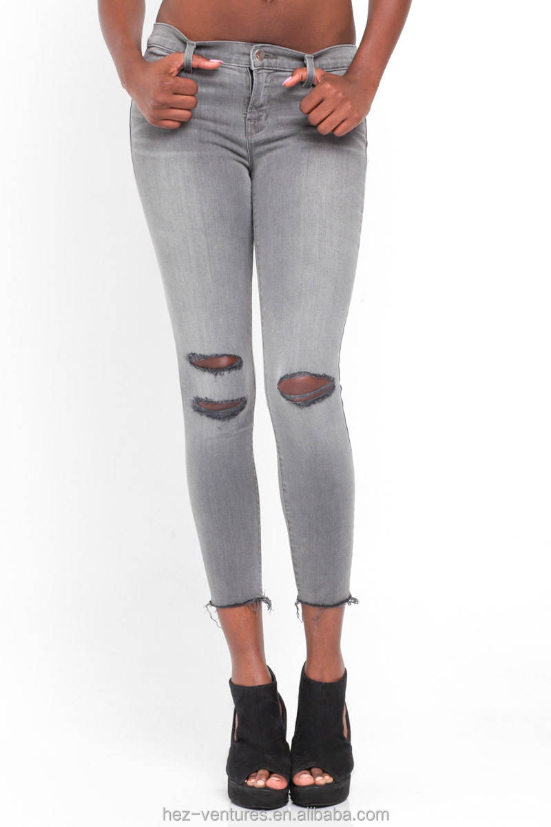 レディース/クロップドスキニー女性の超distressedjeans/伸縮性のあるジーンズ/フィットネスジーンズはセクシーな女性のための仕入れ・メーカー・工場
