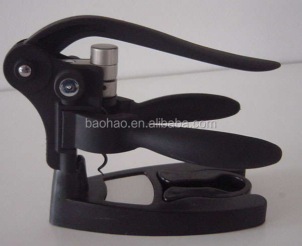 Cheap and hot selling plastic rabbit corkscrew and Red wine opener set with corkscrew and foil cutter