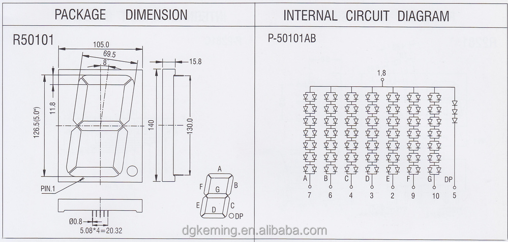 Dongguan bright led single 1 digit 5 inch big led 7 segment display