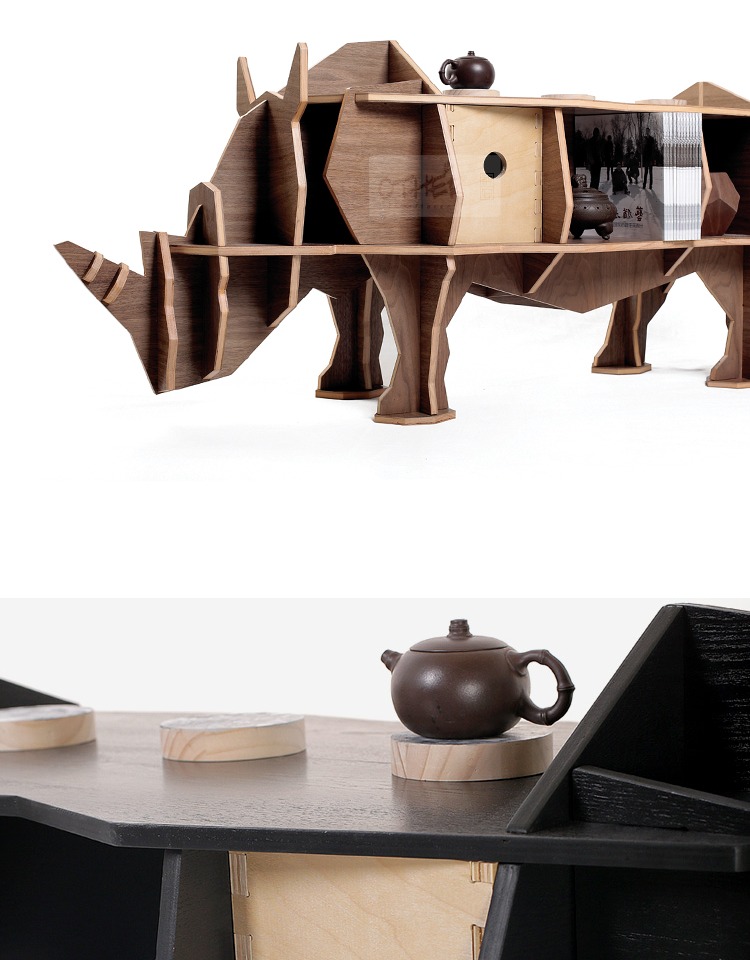 Original African Rhino Side Coffee Table Animal Modeling Diy Bar Hotel