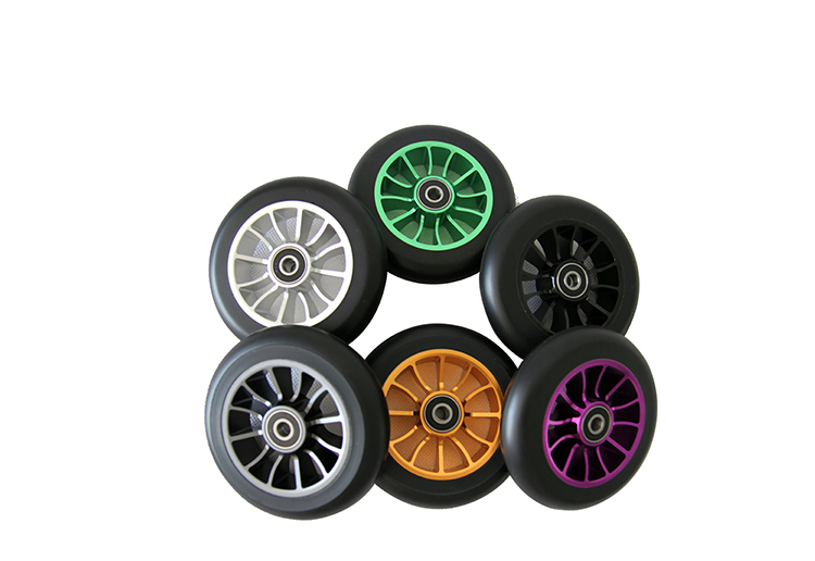 110ミリメートルスーパーリバウンドpuスタント安いスクーターホイール金属コア仕入れ・メーカー・工場