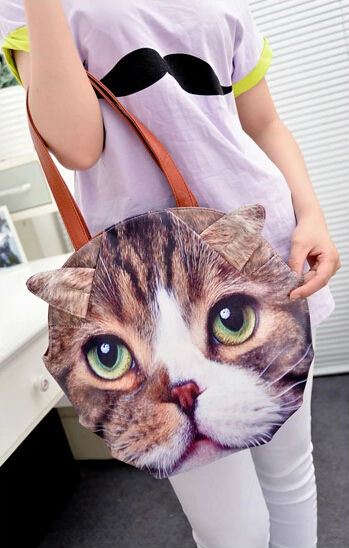 pu付きショルダーバッグ3d猫のイメージは、 ショッピングトートバッグ問屋・仕入れ・卸・卸売り
