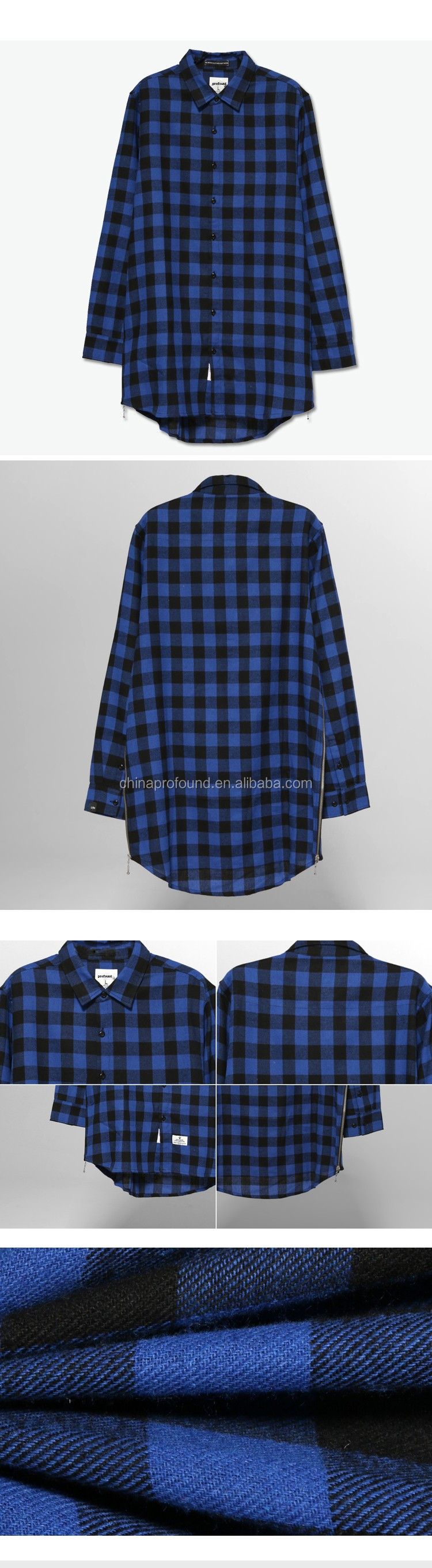 最新のファッションデザインメンズカスタムプリントフランネル長袖シャツでジップフランネル生地卸売シャツのための男性2016仕入れ・メーカー・工場