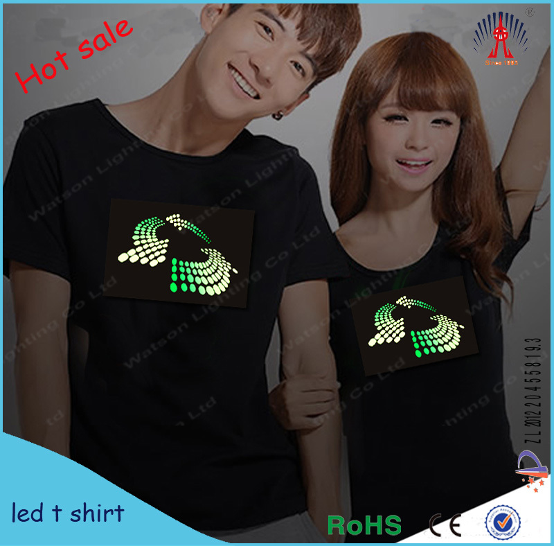 2014年熱い販売el点滅のtシャツのロゴカスタムledt- シャツクールなパターンの電子t- シャツ問屋・仕入れ・卸・卸売り