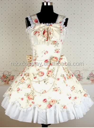 熱い販売のかわいいファルバラ弓ノースリーブロリータワンピースパジャマハロウィンパーティの衣装クリスマス美しさのためのロングドレス問屋・仕入れ・卸・卸売り