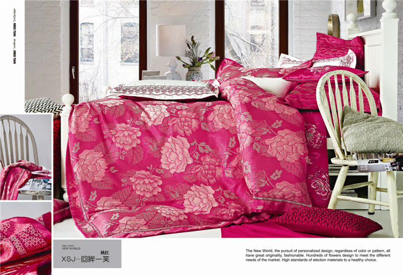 サテンの豪華な綿のジャカード織の刺繍のベッドカバー寝具セットジャカード織ベッドセットのための高いベッドジャカード掛け布団問屋・仕入れ・卸・卸売り