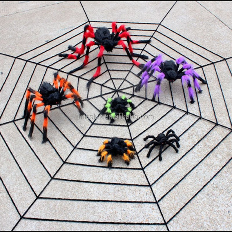 Cobweb With Colored Spider Decoration Spiderweb Halloween Spider