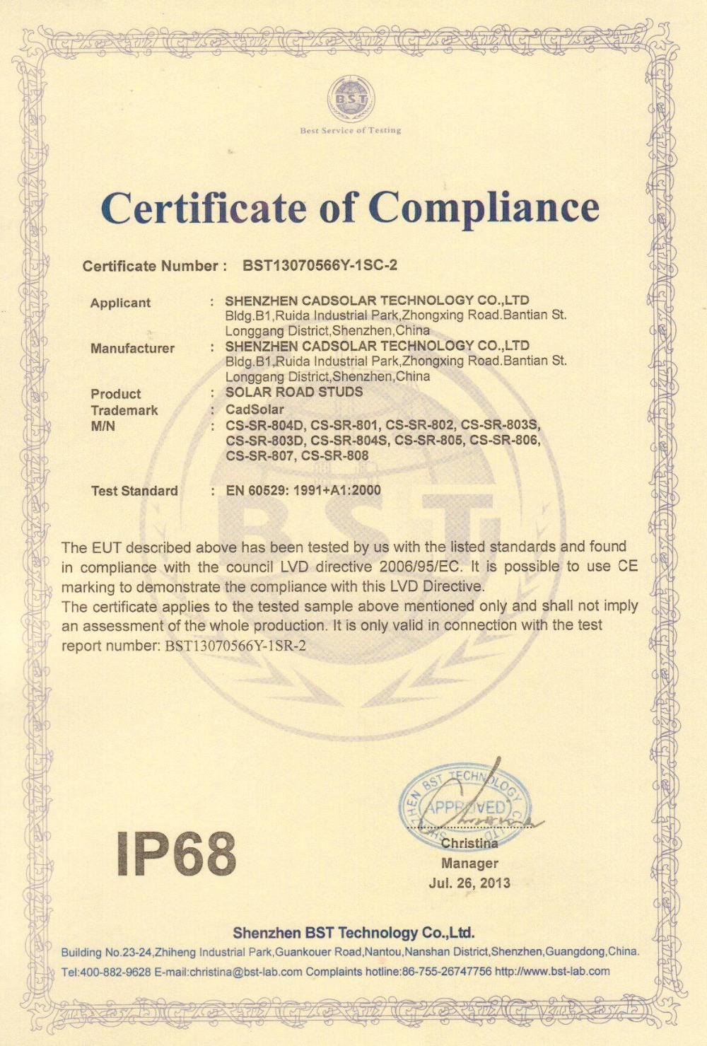 IP68 certification
