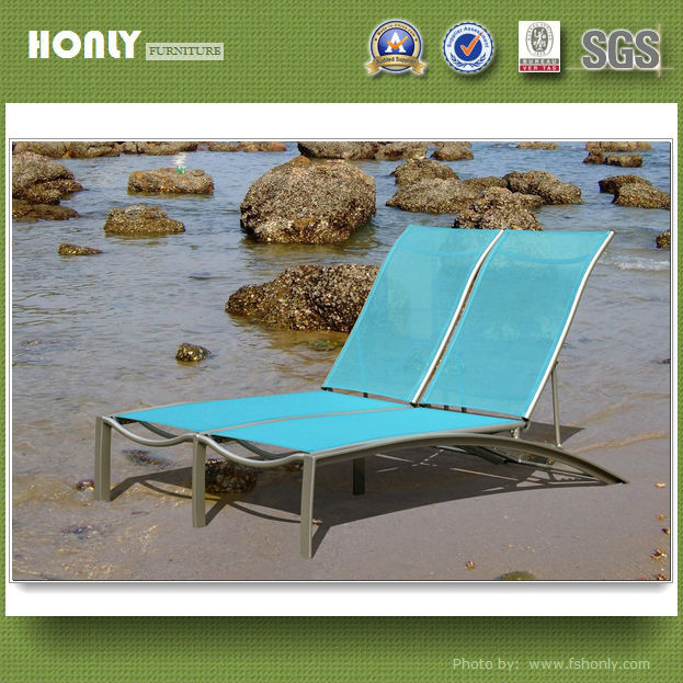 High quality beach sunbed aluminum double sunbed