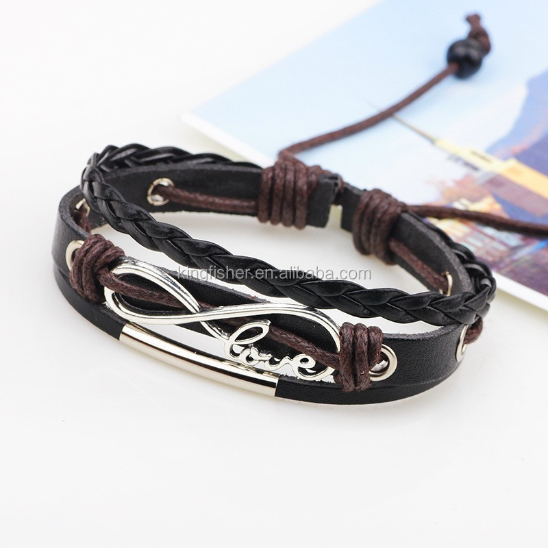 2016 New Design Adjustable Pull String Silver Tone Alloy Infinity Love