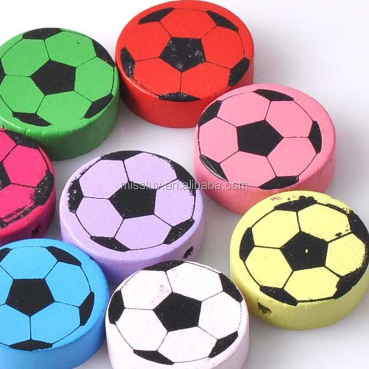 dyeing soccor ball wood beads custom jewelry accessory soccor shaped wood loose beads 