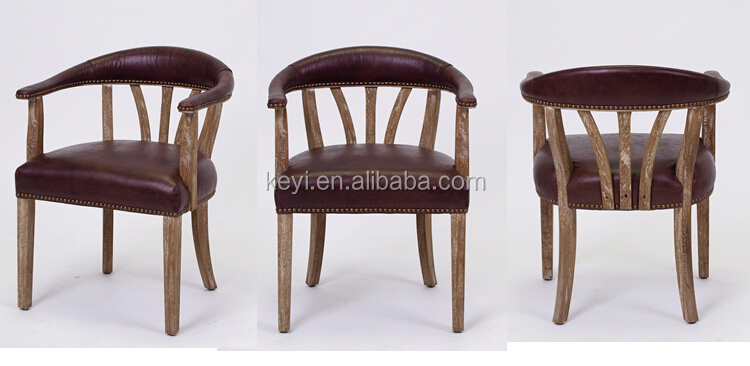 Brazo de madera antigua de cuero silla de comedor/silla ... Sillas de juego de comedor con brazo