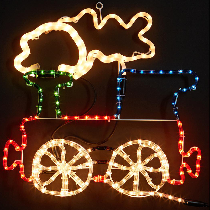 3d Outdoor Christmas Rope Light Train Decoration For Lawn