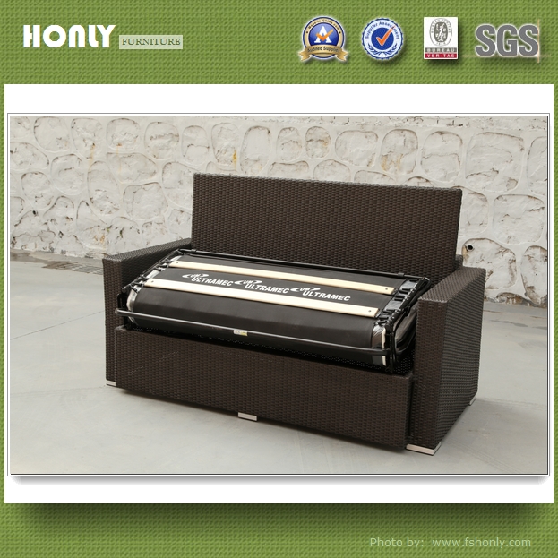 Wicker furniture guangdong used wicker double sofa furniture with extention bed