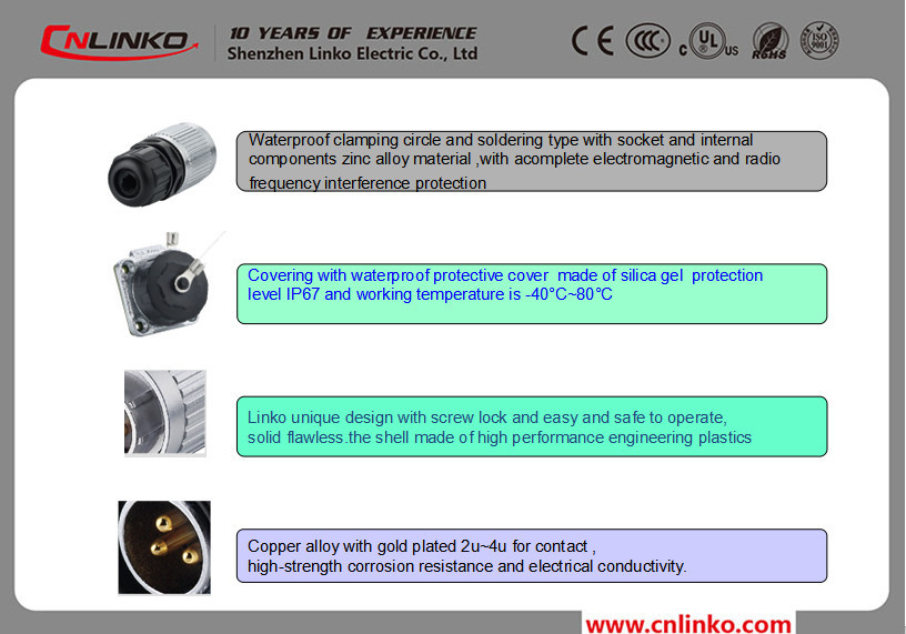 cnl<em></em>inko9ピンの金属ピン防水コネクタ99丸型コネクタピンledコネクタとネジロック・磁石リング仕入れ・メーカー・工場