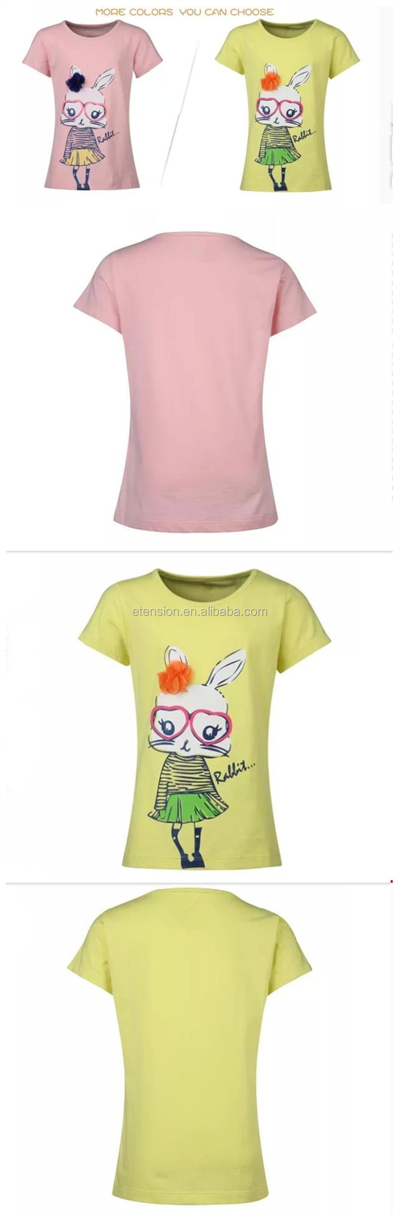 女の子安いピンクかわいいrubbit印刷トップファッションtシャツ仕入れ・メーカー・工場