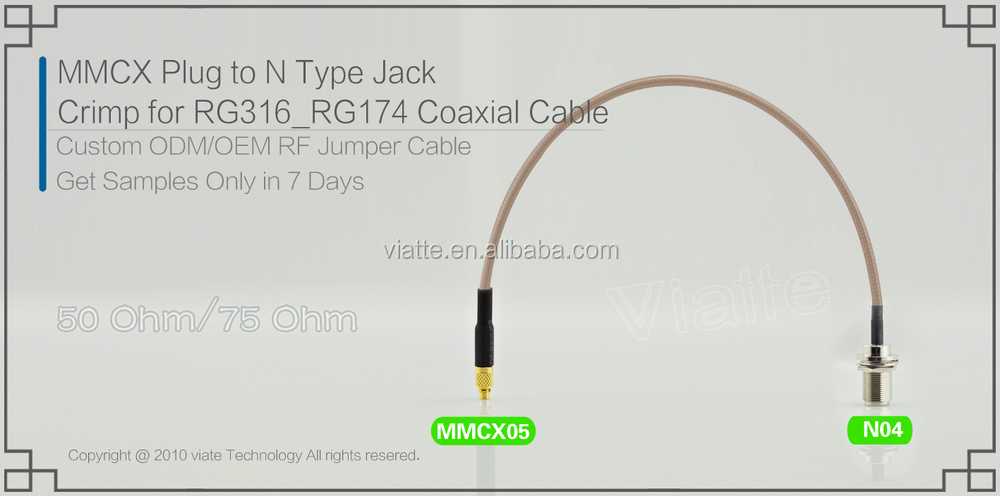 Mmcxプラグ/male、 n型にjack/rg316_rg174メス圧着同軸ケーブルのコネクタのための仕入れ・メーカー・工場