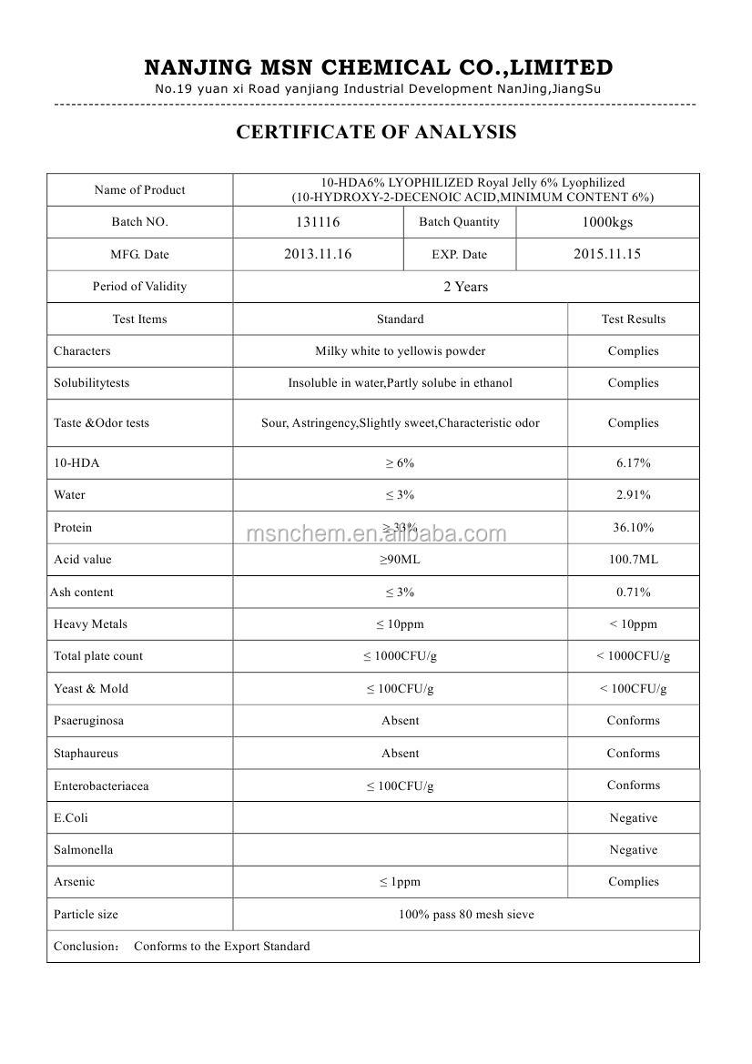2014 china supplier pure lyophilized royal jelly