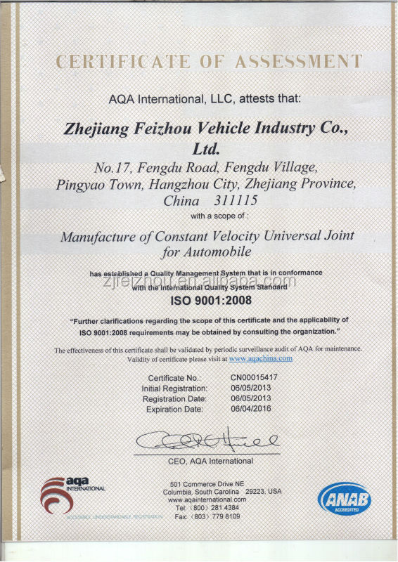 Iso900140000ＫＭＳ/1年間のアウターcvジョイントma- 14cvジョイント用マツダ仕入れ・メーカー・工場