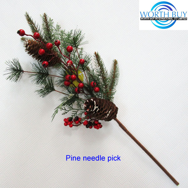 pine needle & cones decorated artificial christmas berry picks