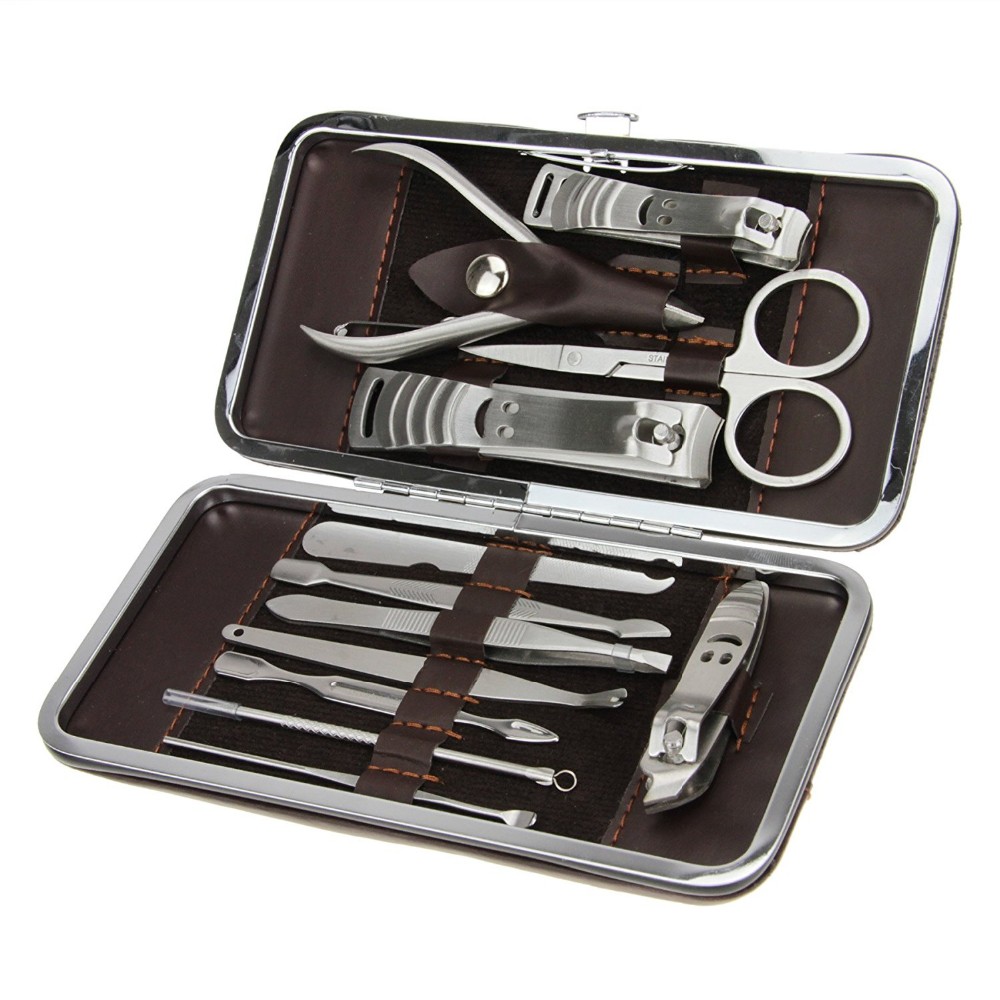 12 Pieces in 1 Set of Manicure Set Stainless Steel Grooming Kit Tool Nail Clippers Set Pedicure Tool for Foot Care