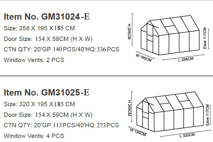 G-MORE卸売人気シリーズ最高の価格アルミ ガーデン温室( GM31024-E)仕入れ・メーカー・工場
