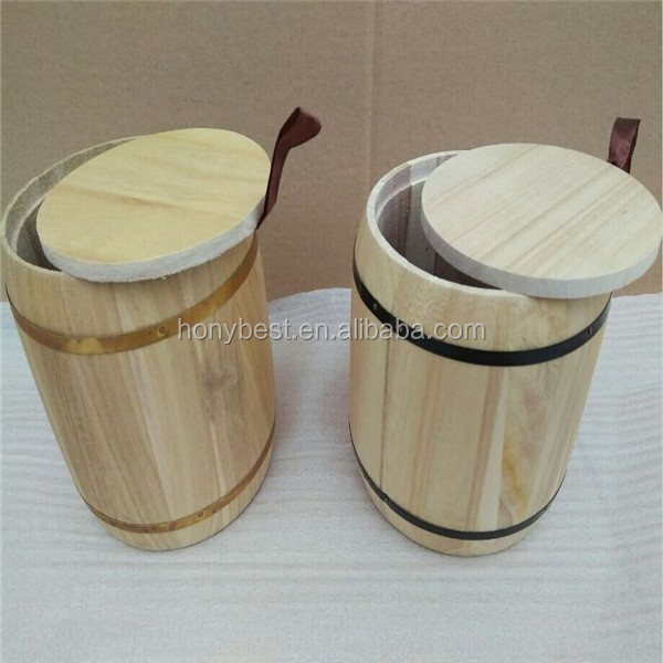 Display Wood Coffe Bean Barrel,Wood Bucket with Silk Handle and Hoop HY1171-4.jpg