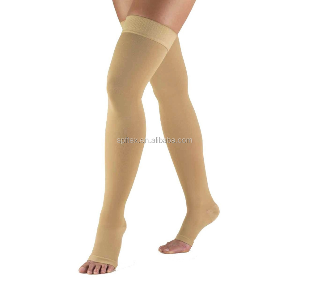 Medical Grade Compression Hosiery Open Toe Thigh High Stockings Class 2