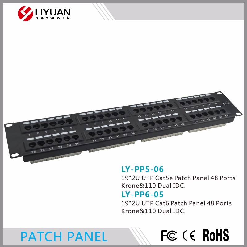 LY-PP6-05 utp ftp rj45 cat6 48ポートパッチパネル/パンチダウンプッシュidcラックマウントcat6パッチパネル仕入れ・メーカー・工場