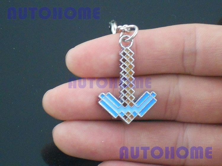 New Small Minecraft Diamond Pickaxe Key Chain Key Ring (6)