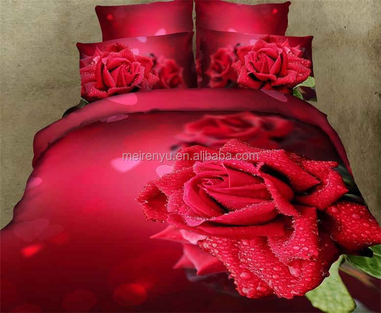 新しい設計セクシーな2014年赤いバラの寝具セットの豪華さ3d寝具セット問屋・仕入れ・卸・卸売り