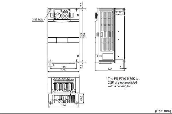FR-F720-2.2K dimensions
