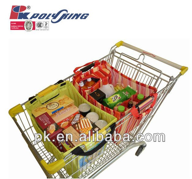 スーパーマーケットのショッピングカートショッピングバッグ折り畳み式のプラスチック製のハンドル付き( ad101)問屋・仕入れ・卸・卸売り