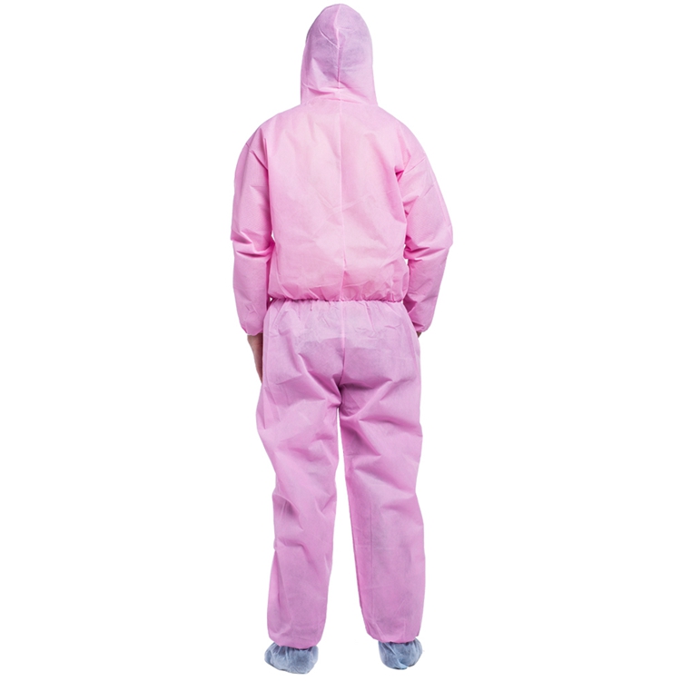 Women Pink Coverall Medical Protective Cheap Disposable Work Coveralls