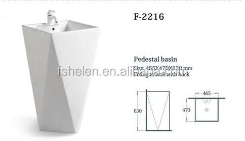 ダイヤモンド貯水槽と台座の洗浄ボウルのバスルームのシンクを洗うf-2216衛生陶器中国仕入れ・メーカー・工場