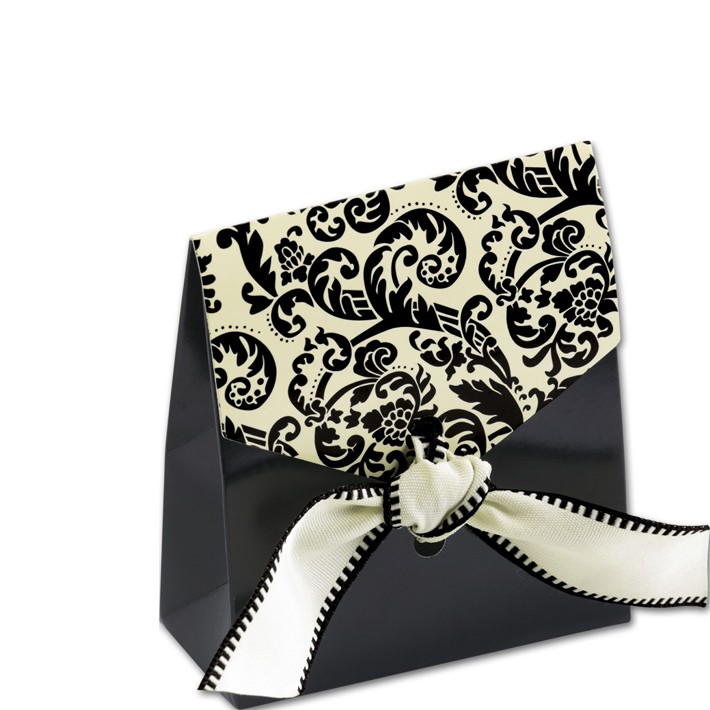 Mini Black Diodegradable Paper Bag With Ribbon Decorative Gift Bag