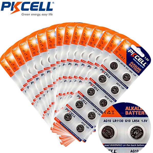 PKCELL 1.5 В lr1130 lr54 ag10 клетки кнопки lr44 щелочная кнопка круглая батарея для Часов, Калькуляторы, Игрушки