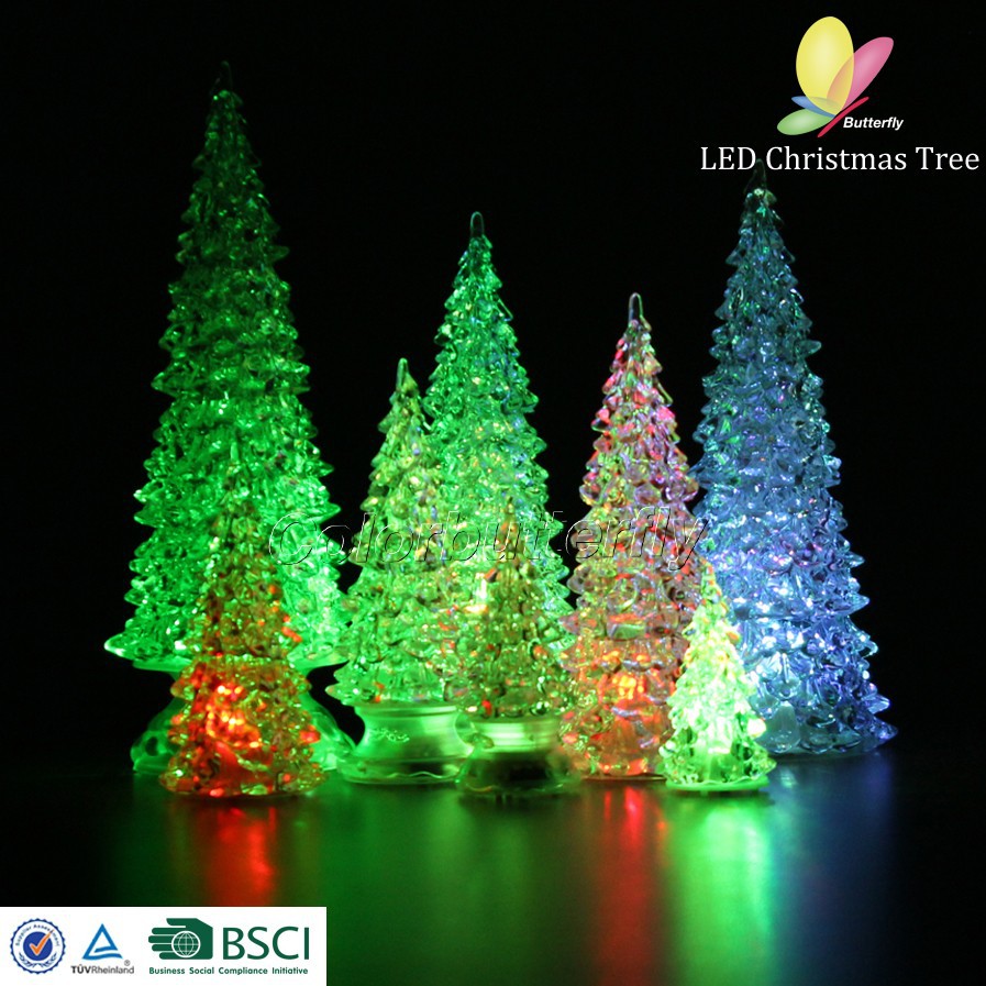 slim christmas trees with lights