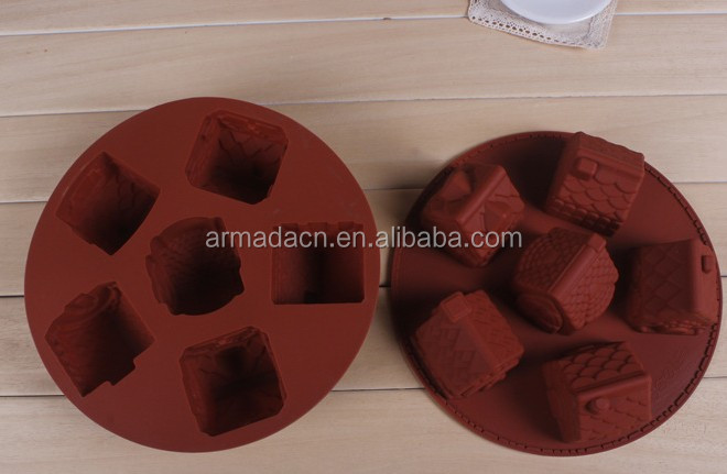 AI-I109 Multi-function eco-friendly house shaped silicone lace molds for cake decorating
