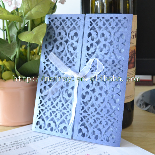 Wedding Invitations Laser Cut Filigree Blue Indian Wedding