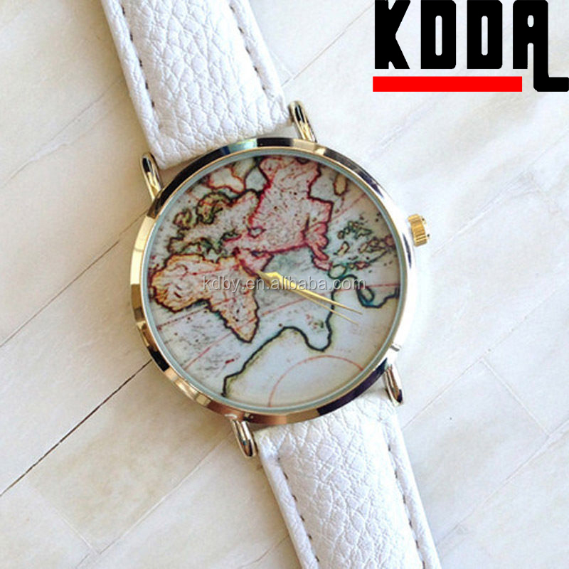 2015 New Product Vintage World Map Dail Design Unisex Alloy Leather Quartz Watch 1.jpg