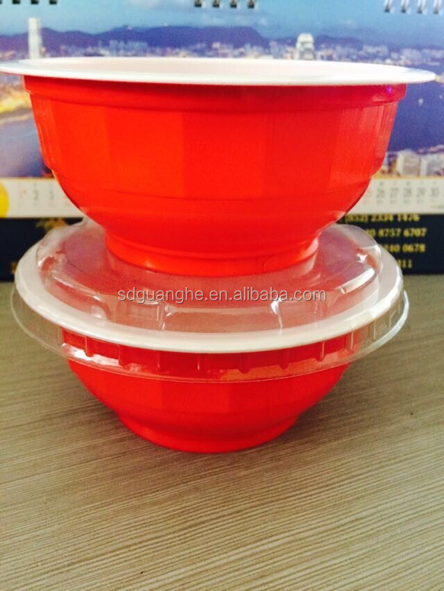 新しいスタイル2015中国製ライスプディング使い捨てのプラスチック製のふたが付いている赤いボウル仕入れ・メーカー・工場