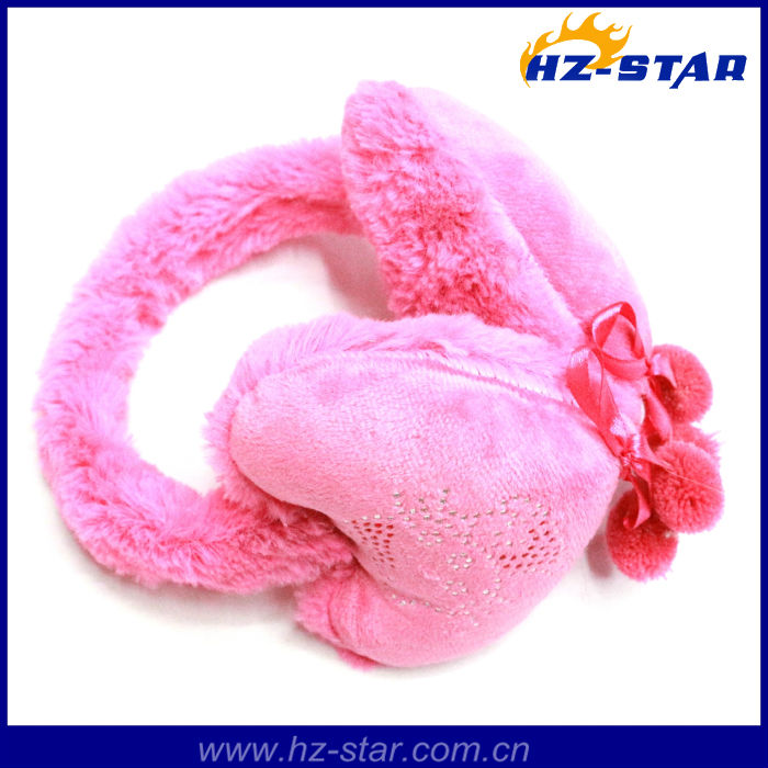 子供ピンクのウサギの毛皮付きhze-13029安いかわいい人気のハート形状耳覆い仕入れ・メーカー・工場