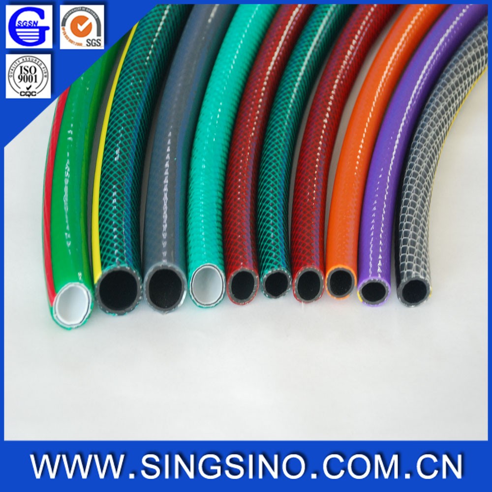 Pvc Fibre Reinforced Garden Hose With 7 Function Spray Gun / 1/2'' Lay